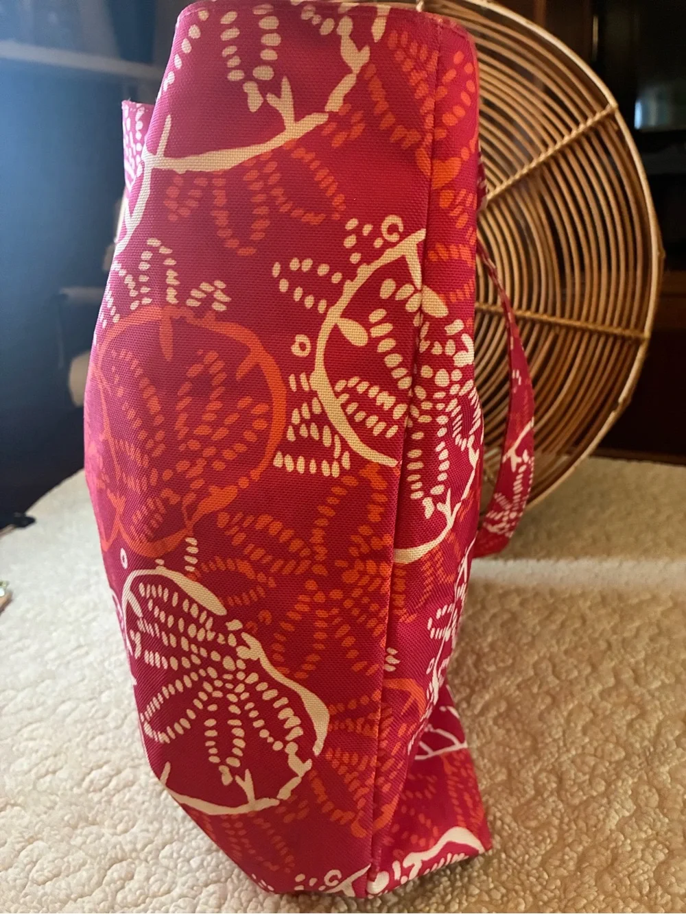 Estee Lauder Bright Pink and White Sand Dollar Print Tote